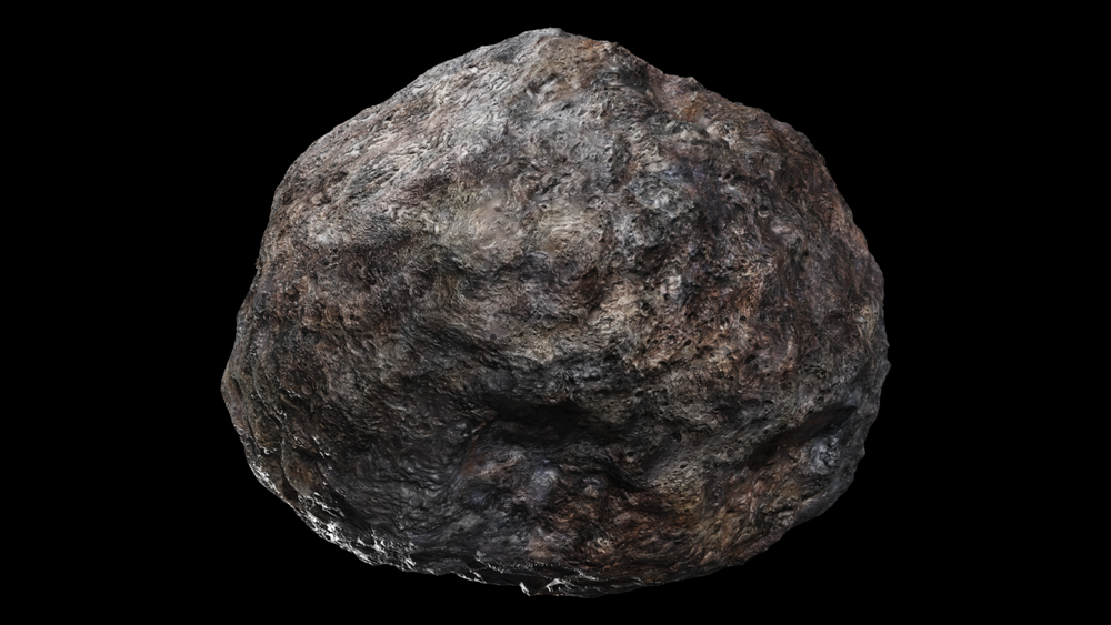 A large asteroid floating in space.